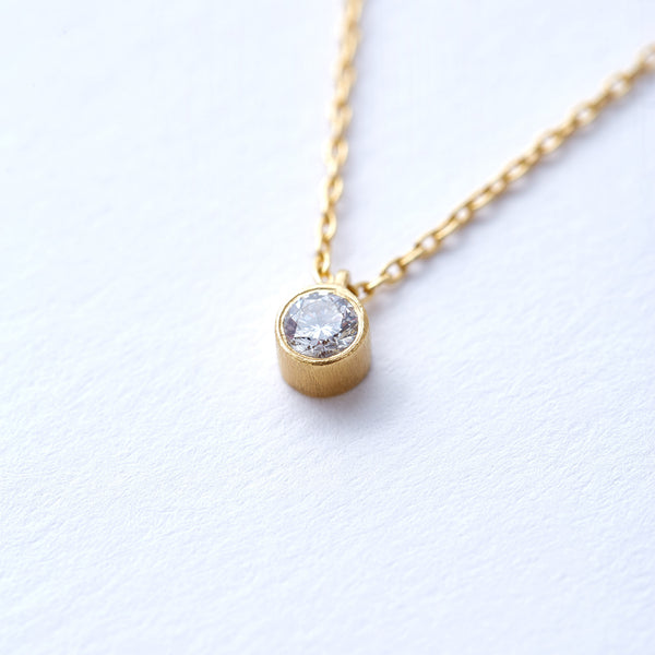 Yellow Gold Single Bezel Set Diamond Pendant