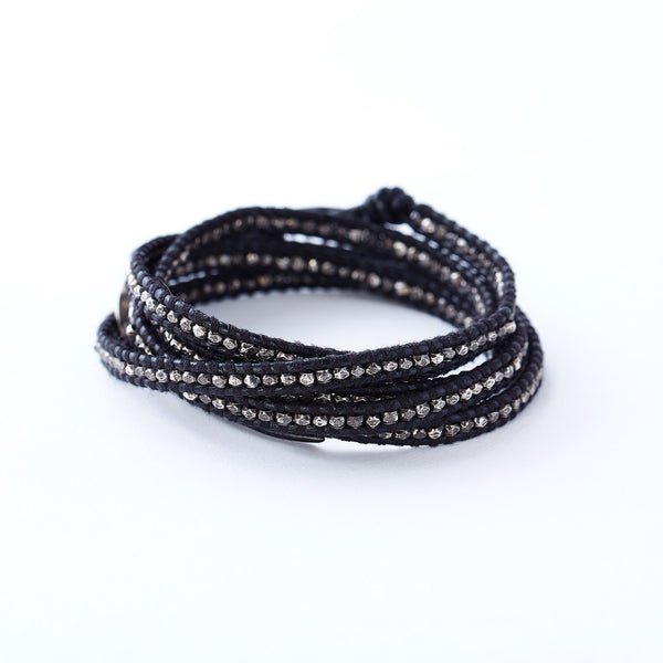 Chan Luu Sterling Silver and Leather Wrap Bracelet Hummingbird