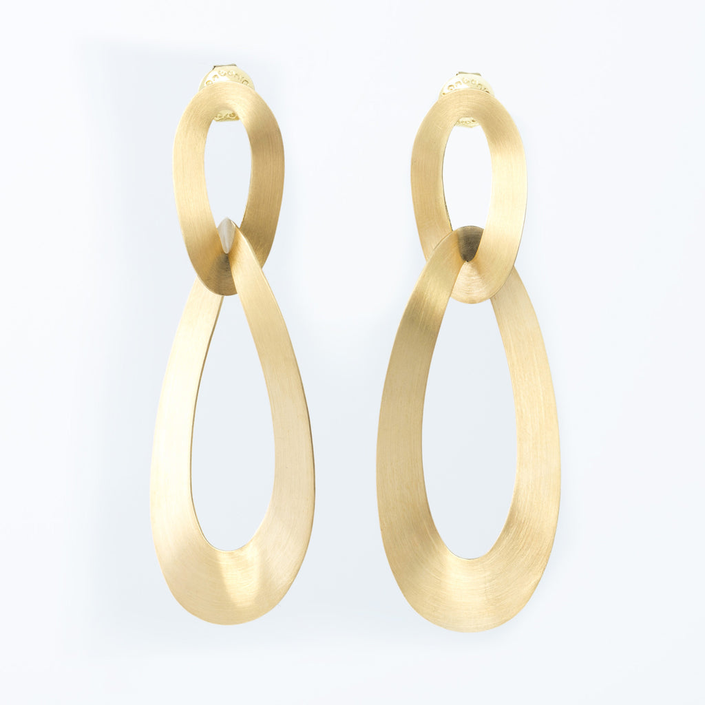 Yellow Gold Interlocking Oval Earrings