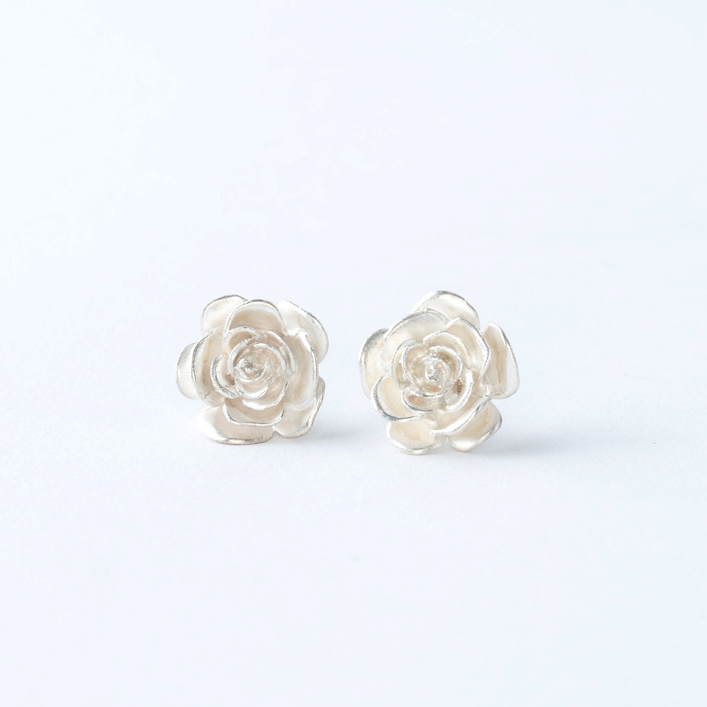 Sterling Silver Rose Stud Earrings