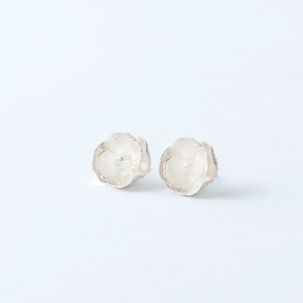 Sterling Silver Poppy Stud Earrings