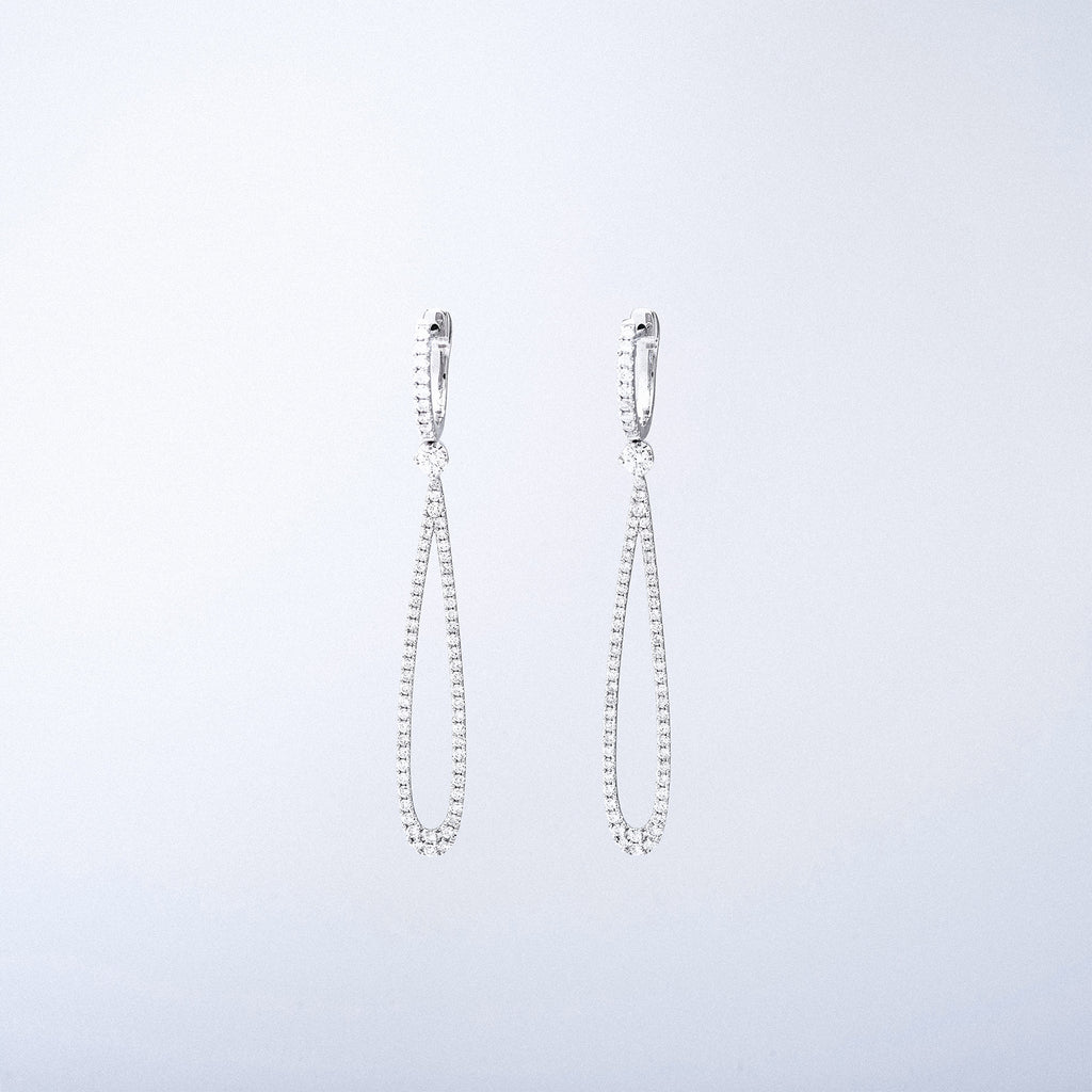 Diamond Huggies with Pear Shape Drop