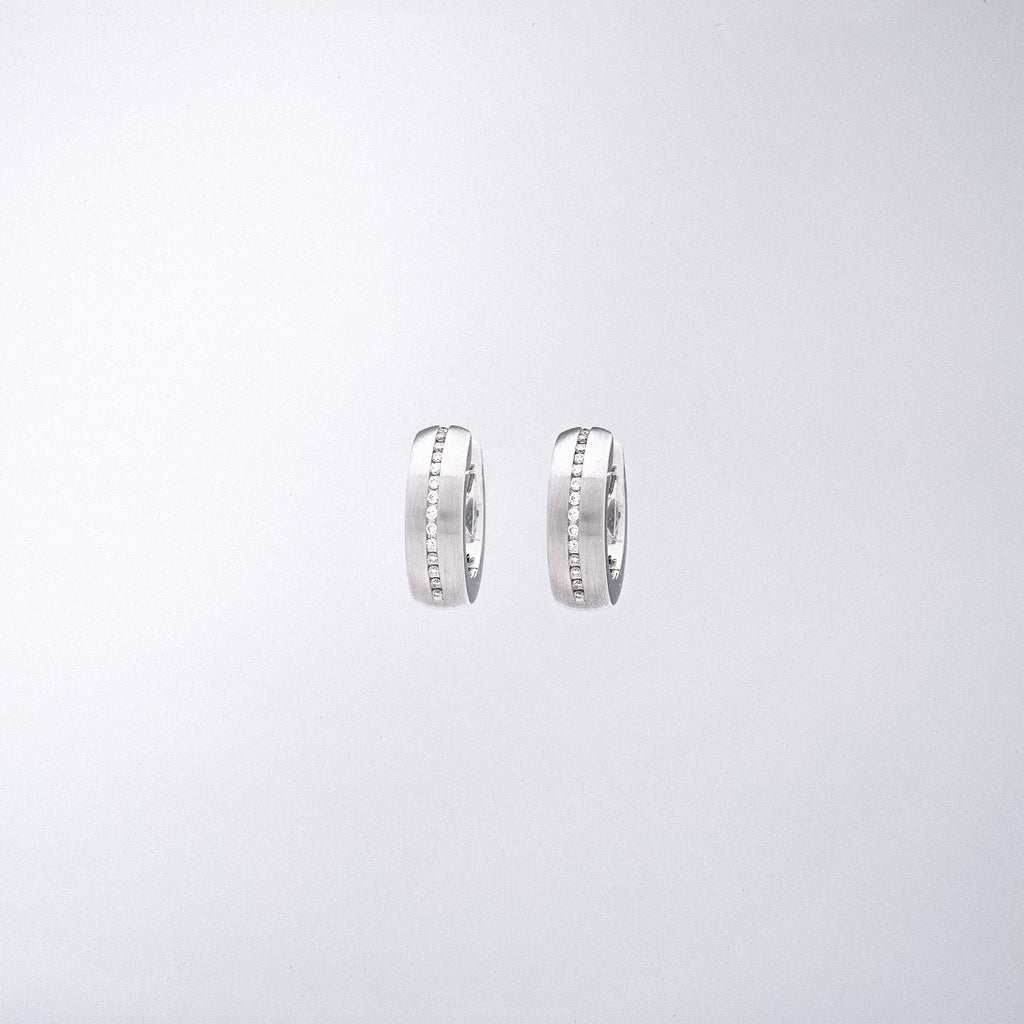 White Gold Huggie Hoops with Diamonds