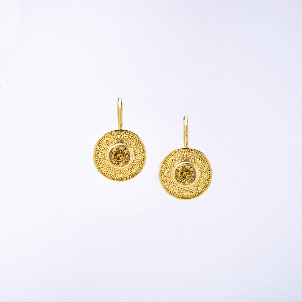 Yellow Sapphire and 22kt Gold Earrings