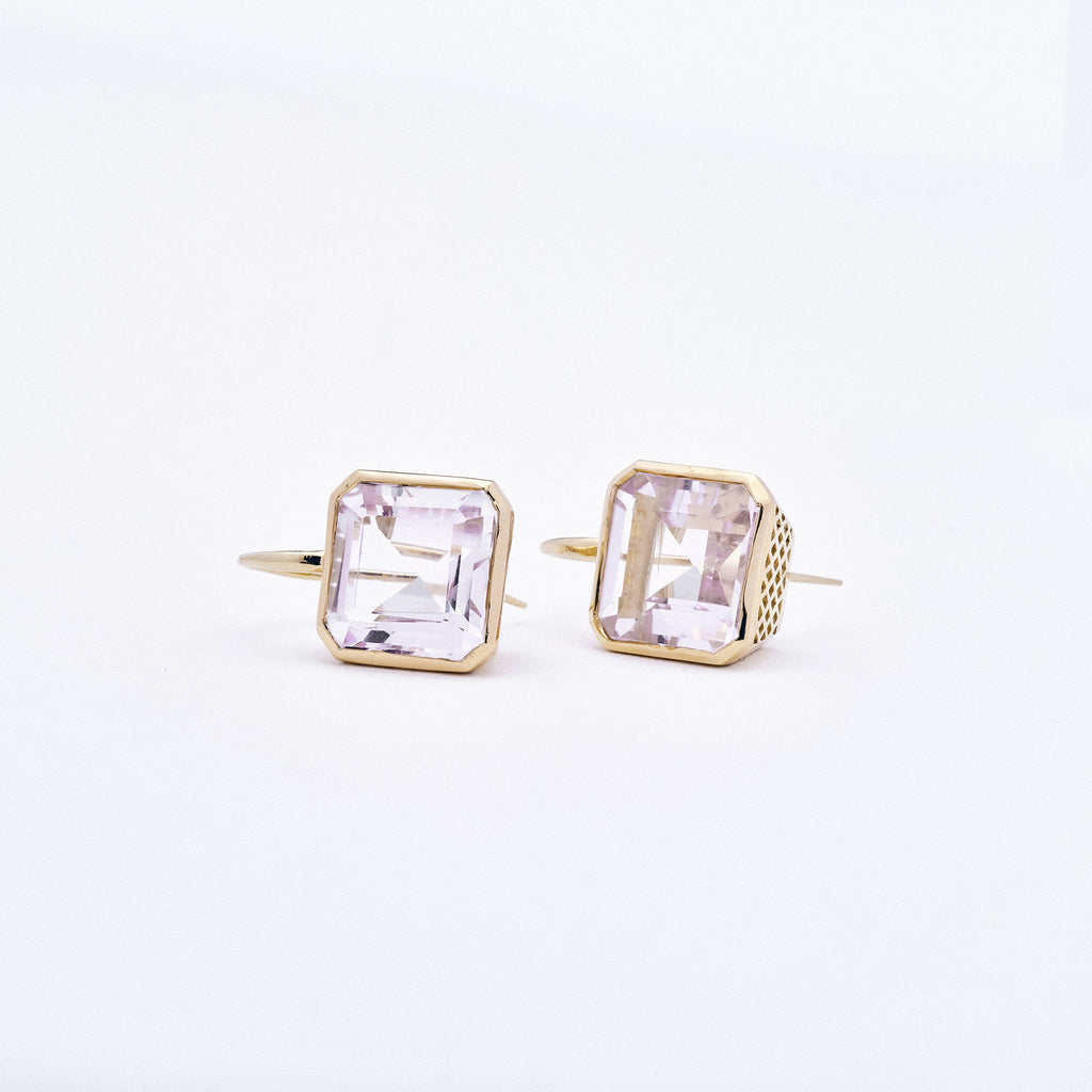 Rose de France Earrings with Crown Work