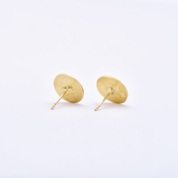 Emerald Post Earrings with Yellow Gold
