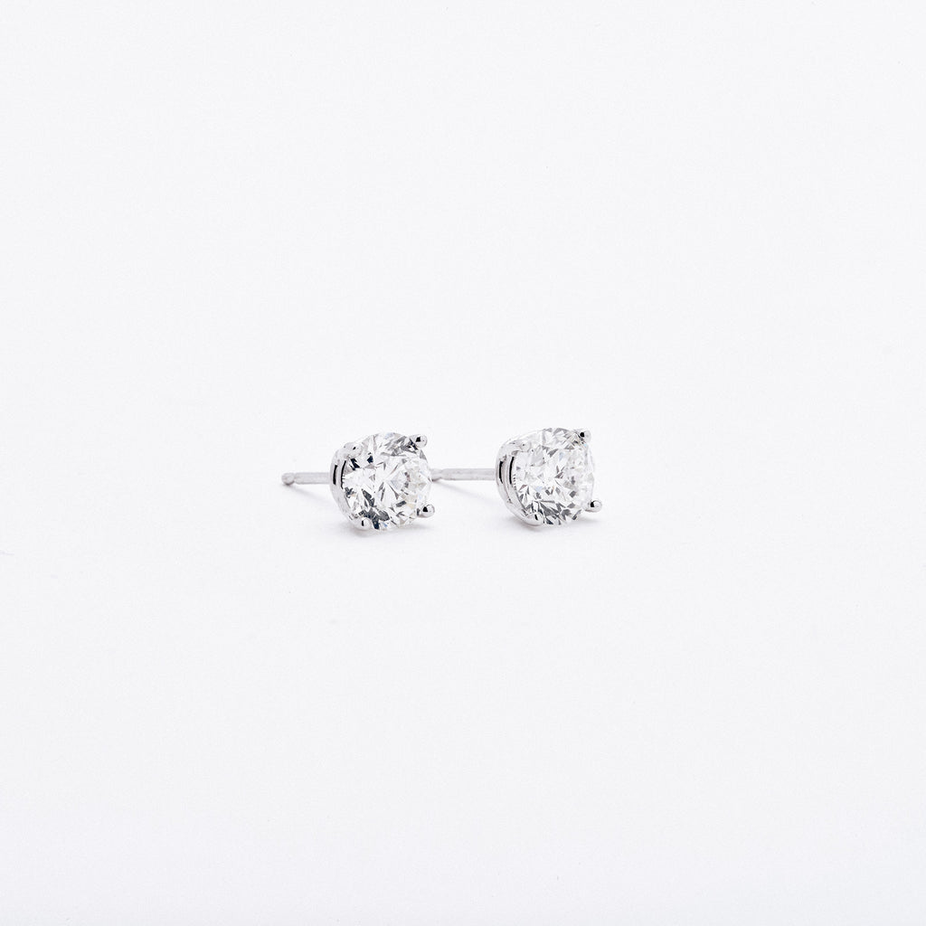 White Gold Diamond Four Prong Earrings