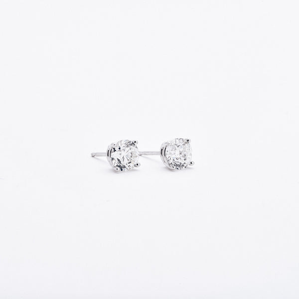 White Gold Diamond Four Prong Earrings