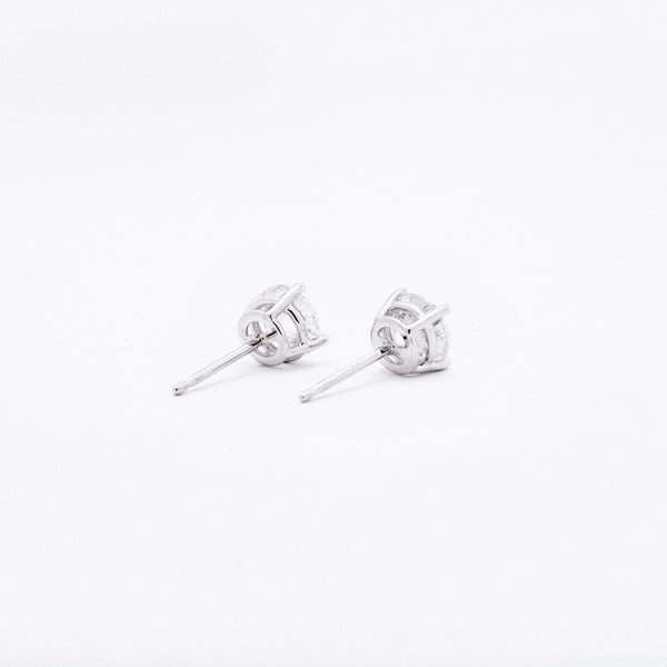 White Gold Diamond Four Prong Earrings