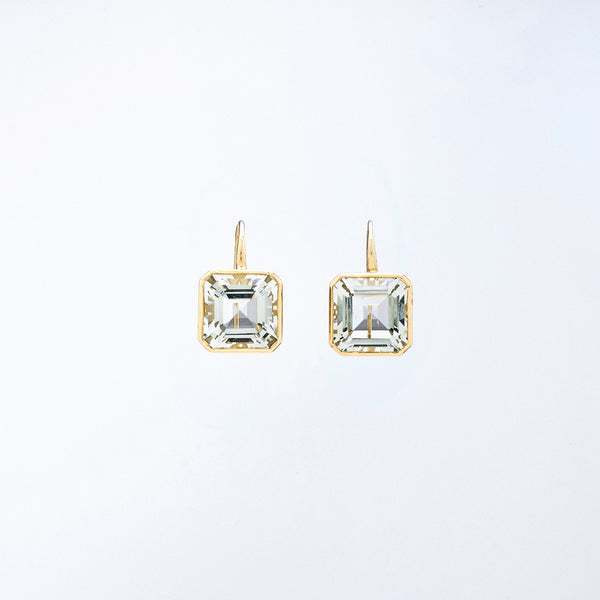 Crown Work Green Amethyst Earrings