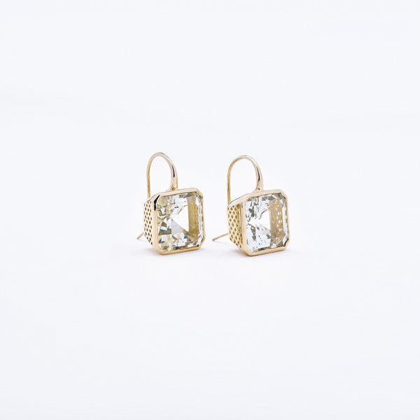 Crown Work Green Amethyst Earrings