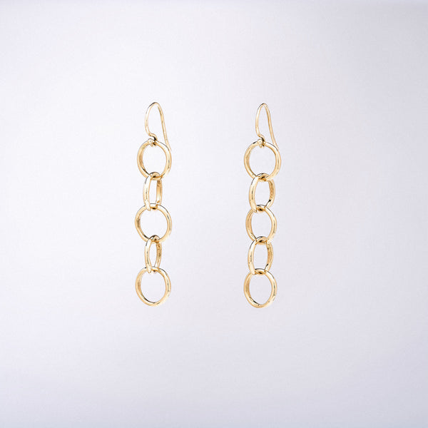 Gold 5 Circle Drop Earrings