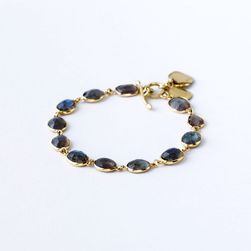 Labradorite and Yellow Gold Bracelet