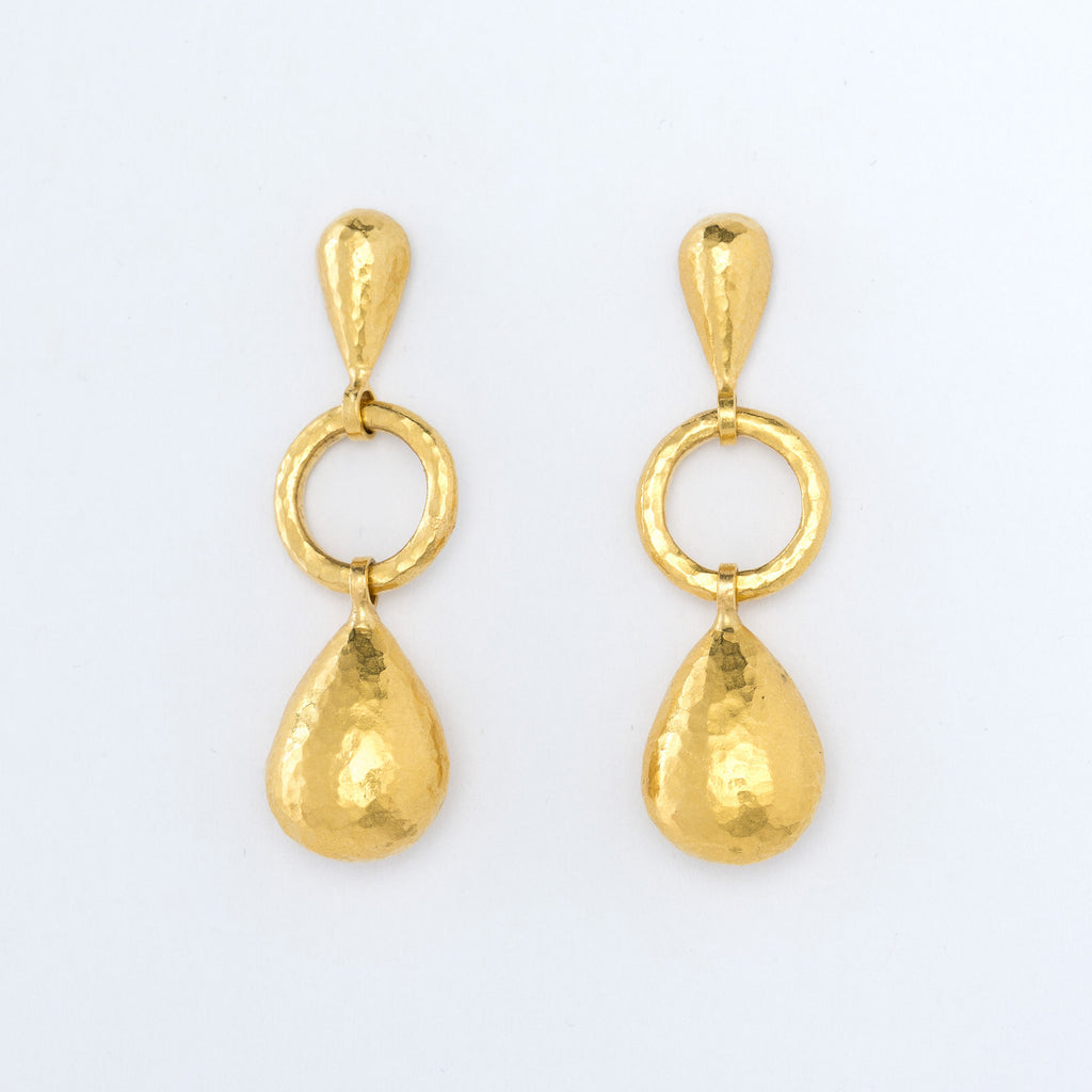 24 Karat Yellow Gold Teardrop Earrings