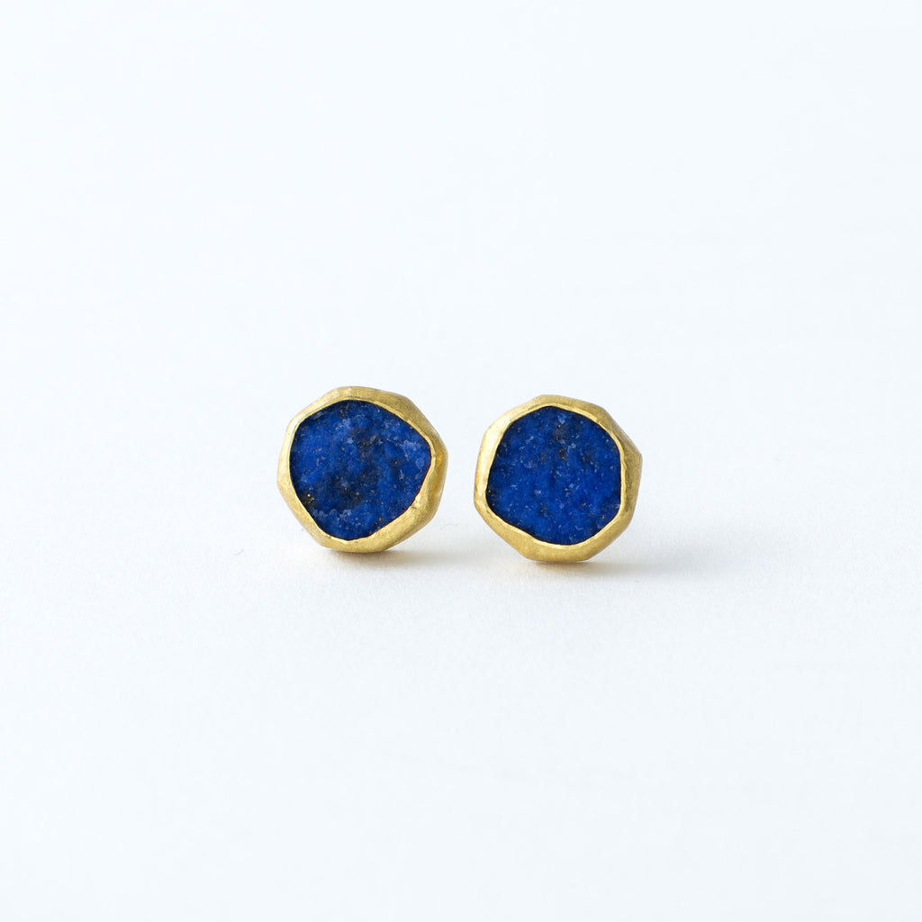 22 Karat Yellow Gold and Lapis Stud Earrings