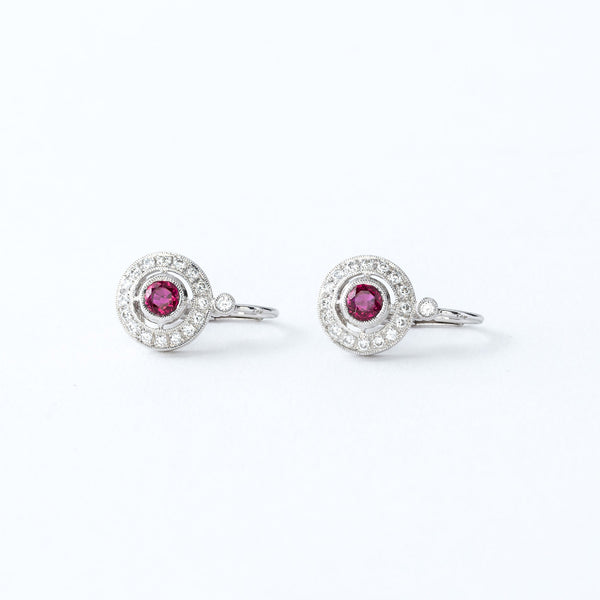 Ruby and Diamond White Gold Earrings