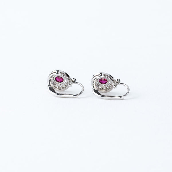 Ruby and Diamond White Gold Earrings