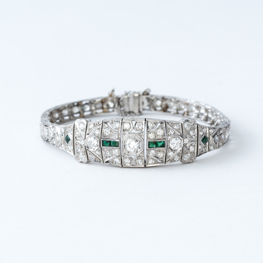 Estate Diamond and Emerald Bracelet