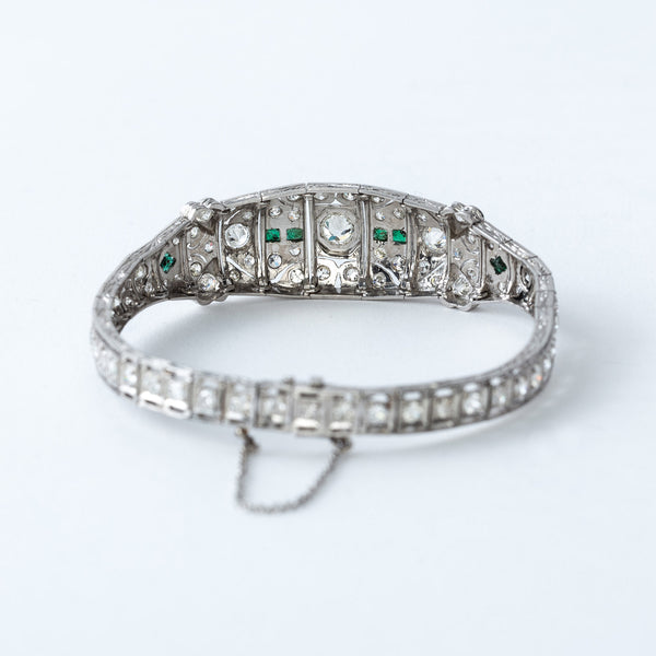 Estate Diamond and Emerald Bracelet