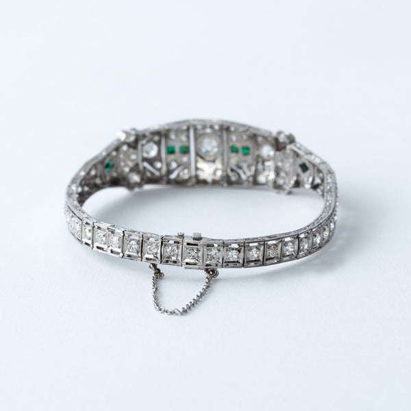 Estate Diamond and Emerald Bracelet