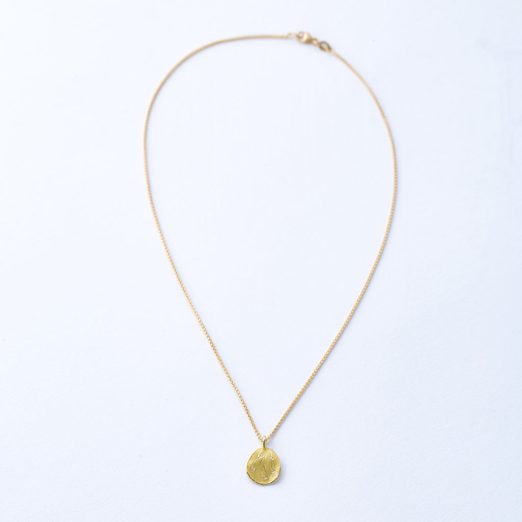 Yellow Gold and Scattered Diamond Hydrangea Petal Necklace