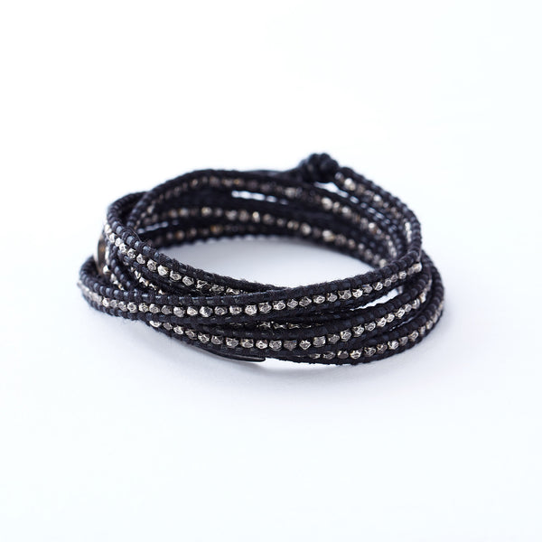 Chan Luu Sterling Silver and Leather Wrap Bracelet