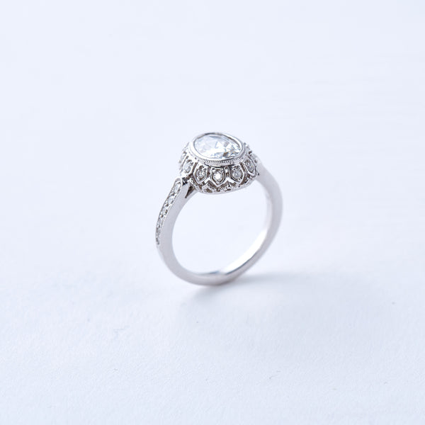 White Gold and Rose Cut Diamond Ring