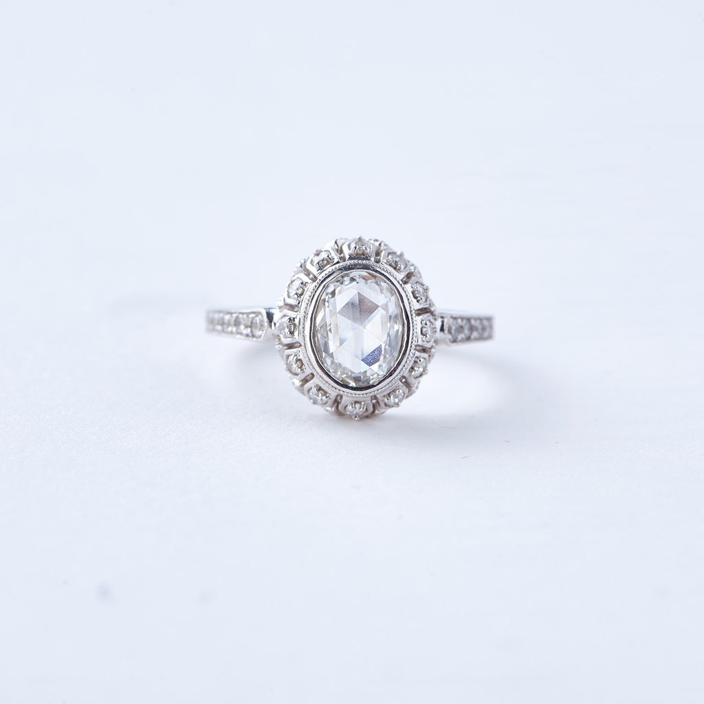 White Gold and Rose Cut Diamond Ring