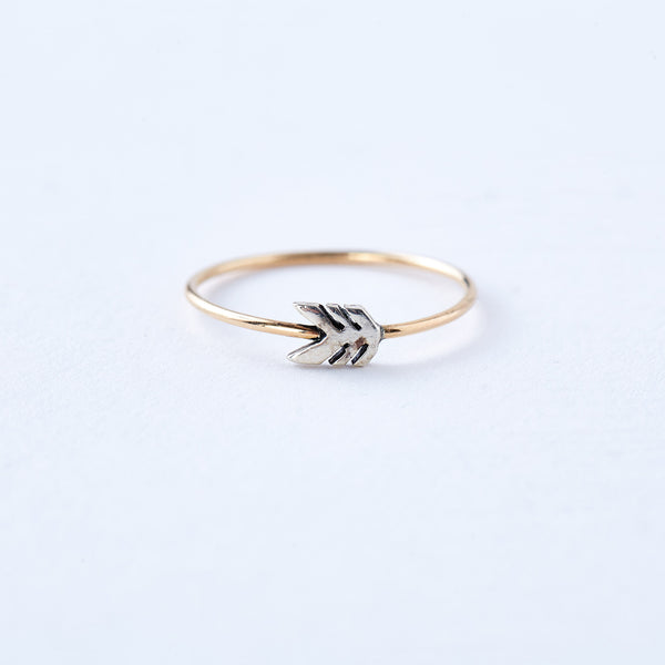 Yellow Gold, Sterling Silver, and Diamond Arrow Rings