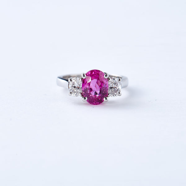 Pink Sapphire and Diamond Ring