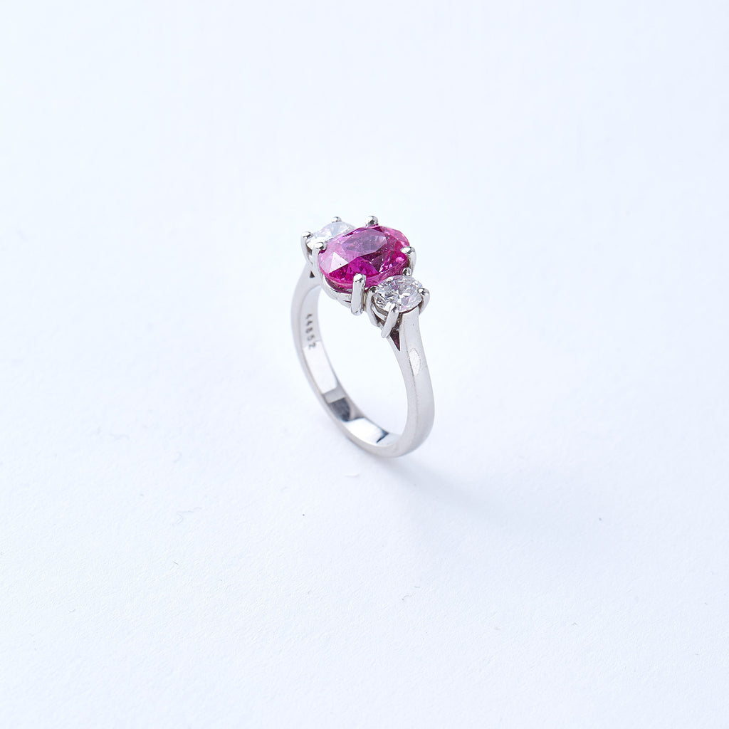 Pink Sapphire and Diamond Ring
