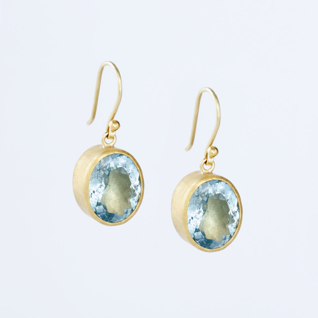 Aquamarine and 22k Yellow Gold Earrings