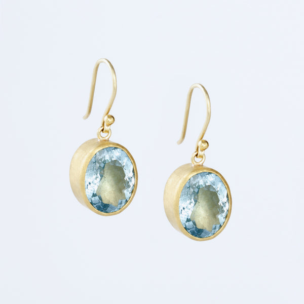 Aquamarine and 22k Yellow Gold Earrings