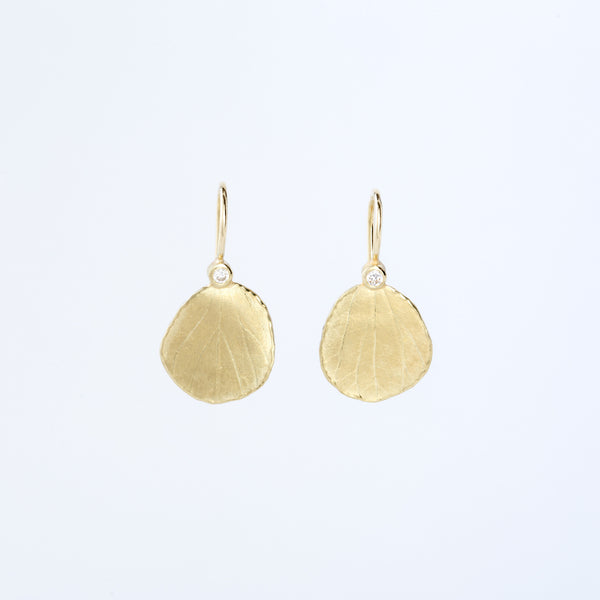 Gold and Diamond Hydrangea Petal Earrings