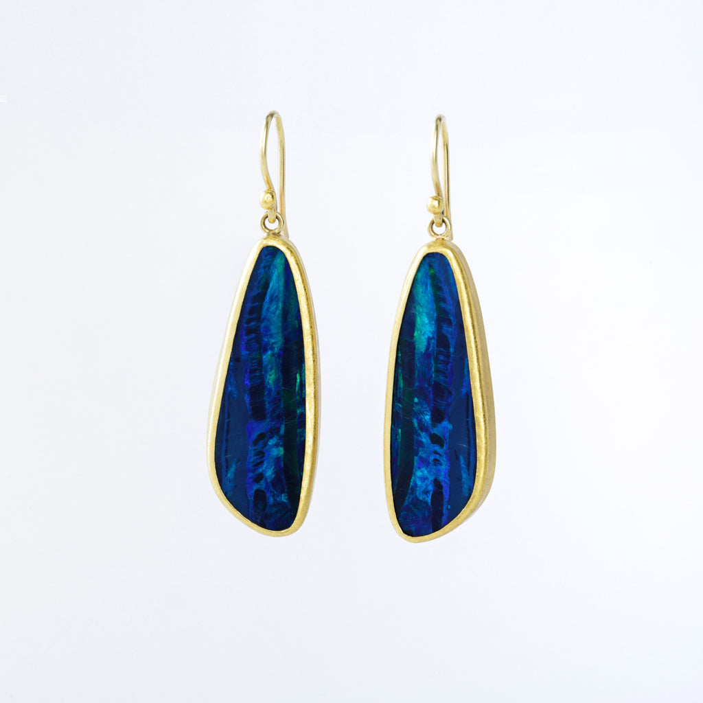 Opal and 22 Karat Yellow Gold Earrings