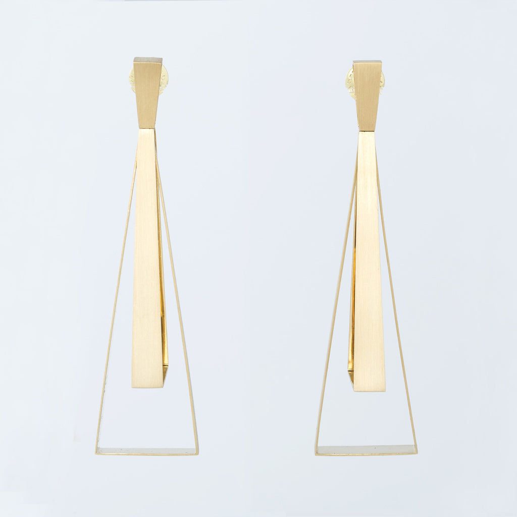 18 Karat Yellow Gold Trapezio Earrings